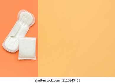 Menstrual Pads On Orange Background