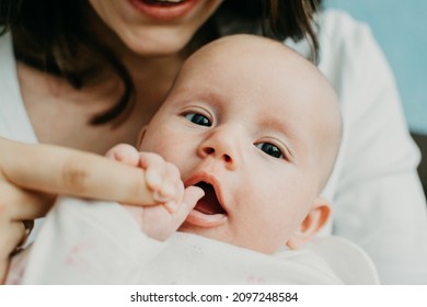 Mental Health In Postpartum Time. Maternal Mental Health. How To Avoid Pregnancy And Postpartum Disorders, Postpartum Baby Blues, Depression. Portrait Of Happy Mother And Newborn Baby