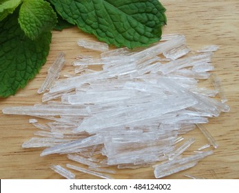 Menthol Crystals And Peppermint Leaf