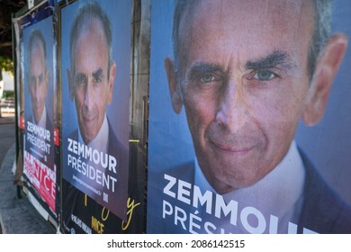 Menton, France- December 05 2021: Billboards In The Street, With Election Posters Of Éric Zemmour.