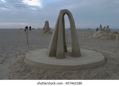 MENTOR OH USA - JULY 21 2016: Arch Sand Sculpture At Beachfest.