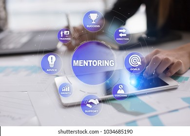 Mentoring On The Virtual Screen. Education Concept. E-Learning. Success.