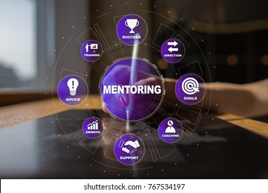 Mentoring On The Virtual Screen. Education Concept. E-Learning. Success.