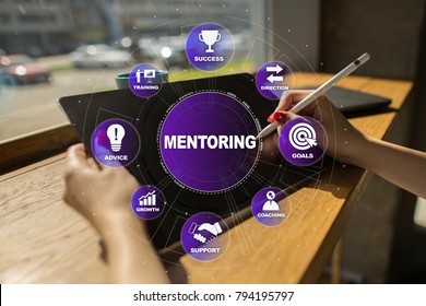 Mentoring On The Virtual Screen. Education Concept. E-Learning. Success.