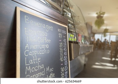 Menu Board In Cafe 