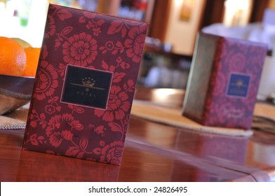 Menu Book In Luxury Restaurant Hotel Caffee