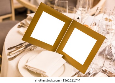 Menu Card On A Table Set In A Luxurious Restaurant