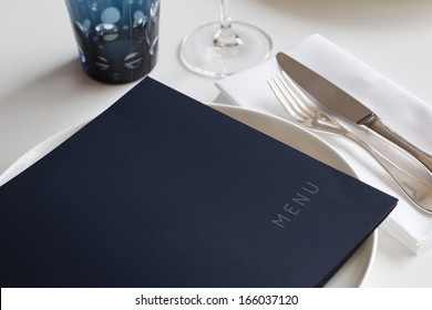 Menu On A Table Set In A Restaurant