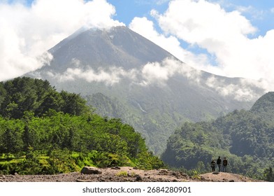 Merapi Mountain on Java Island before eruption August 2010 seeing from Kaliadem, Yogyakarta
