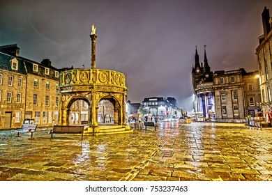 Mercat Cross In Aberdeen At Night