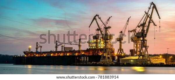 merchant ship in\
the dry dock of the repair\
yard