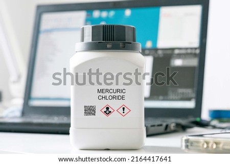 Mercuric Chloride. Mercuric Chloride hazardous chemical in laboratory packaging [[stock_photo]] © 