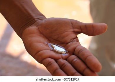 Mercury Liquid Holding In A Hand