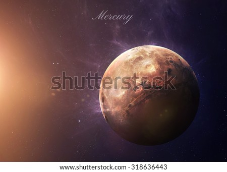 The Mercury shot from space showing all they beauty. Extremely detailed image, including elements furnished by NASA. Other orientations and planets available.
