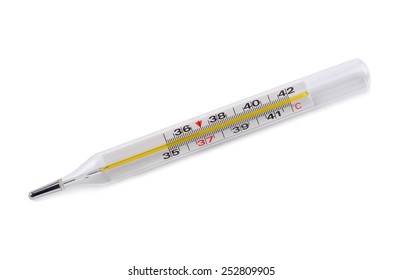 Mercury Thermometer Isolated On White