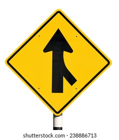 Merge Road Sign On White Background Stock Photo (Edit Now) 238886731