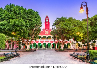 Merida, Mexico. Plaza Grande, downtown of spanish colonial city in Yucatan.