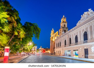 Merida, Mexico. San Idefonso cathedral in colonial city of Yucatan Peninsula.