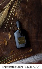 MERIDA-YUCATAN-MEXICO-DECEMBER-2020: Perfume in a black bottle of the prestigious Black Orchid fragrance by designer Tom Ford, which is one of the best creations.