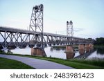 The Meridian Bridge across the Missouri River in Yankton: The Signature Landmark 3,013 feet long double-deck bridge, opened in 1924, connecting Nebraska and South Dakota