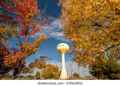 Meridian, ID, USA - October 23, 2016:Meridian Idaho. Fall Color With Landmark Water Tower