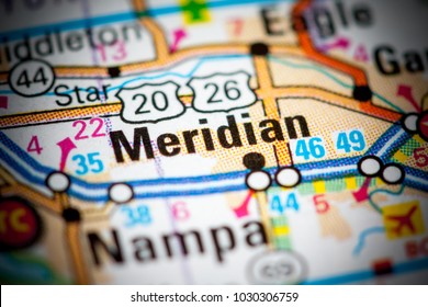 Meridian. Idaho. USA On A Map.