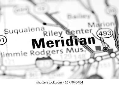 Meridian. Mississippi. USA On A Map