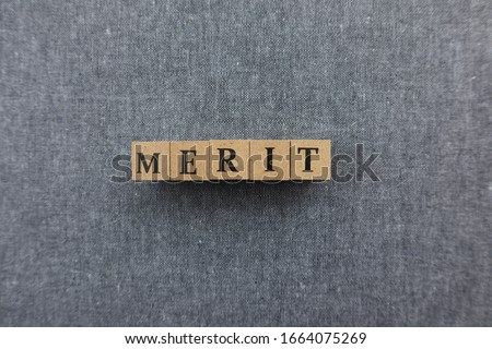 'MERIT' word made with wooden blocks