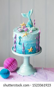 Mermaid Birthday Cake Decorated With Seashells