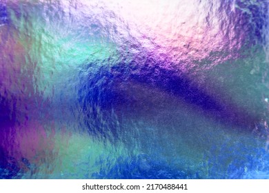 Mermaid blue, green and purple colorful metallic holographic iridescent shiny foil texture background - Shutterstock ID 2170488441