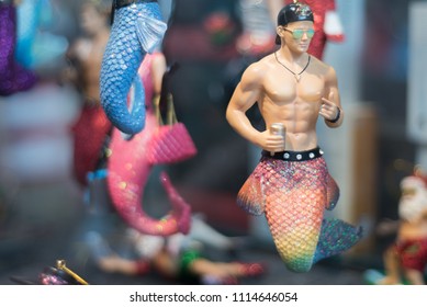 Merman Man Mermaid Statue Muscular Holding A Beer Can Ideal For Birthday Or Stag Cards Or Colourful Signs