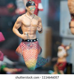 Merman Man Mermaid Statue Muscular Holding A Beer Can Ideal For Birthday Or Stag Cards Or Colourful Signs