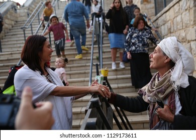 MERON, ISRAEL - MAY 1, 2018: Miri Regev, Minister Of Sport In The Israeli Government, Arrives To Pray, Mingle And Pose For Pictures In Meron, Israel