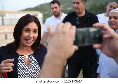 MERON, ISRAEL - MAY 1, 2018: Miri Regev, Minister Of Sport In The Israeli Government, Arrives To Pray, Mingle And Pose For Pictures In Meron, Israel