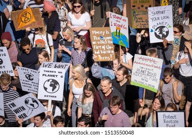 MERRION SQUARE, DUBLIN, IRELAND - 20 SEPTEMBER 2019 -Thousands Of Children And Students Are Marching To Stand Up Against Climate Change, Polution, Animal Extinction And For Environmental Justice.