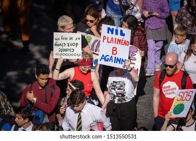 MERRION SQUARE, DUBLIN, IRELAND - 20 SEPTEMBER 2019 -Thousands Of Children And Students Are Marching To Stand Up Against Climate Change, Polution, Animal Extinction And For Environmental Justice.