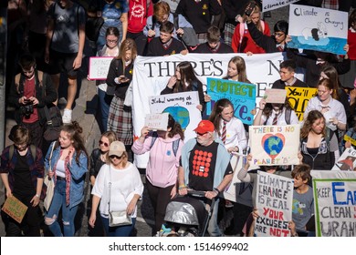 MERRION SQUARE, DUBLIN, IRELAND - 20 SEPTEMBER 2019 -Thousands Of Children And Students Are Marching To Stand Up Against Climate Change, Polution, Animal Extinction And For Environmental Justice.