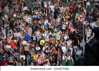 MERRION SQUARE, DUBLIN, IRELAND - 20 SEPTEMBER 2019 -Thousands Of Children And Students Are Marching To Stand Up Against Climate Change, Polution, Animal Extinction And For Environmental Justice.