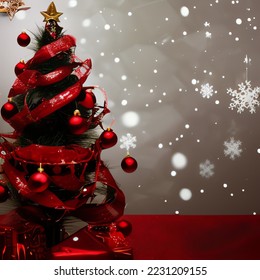 Merry Christmas Background Art Wallpaper Deep Red - Shutterstock ID 2231209155