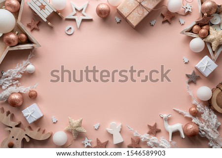 Image, Stock Photo Pink Christmas ball baubles isolated on pink background,