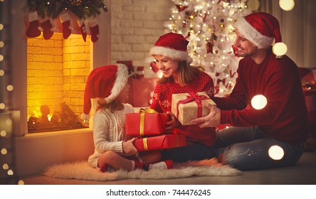 Merry Christmas Happy Family Mother Father Stock Photo 744476245 ...