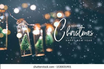 Merry Christmas and happy new year concept, Close up, Elegant Christmas tree in glass jar decoration. - Shutterstock ID 1530031901