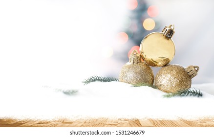Merry Christmas and happy new year concept, Closeup Christmasball  with bokeh, Xmas holiday background.