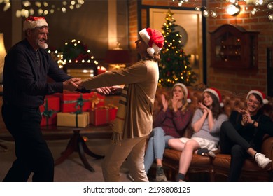 Merry christmas and new year party of American family sit on sofa at home, family member enjoy home made turkry grill dining togather in house - Powered by Shutterstock