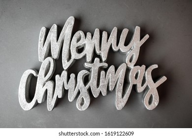 Merry Christmas Text Sign Sparkly Silver Stock Photo 1619122609 ...