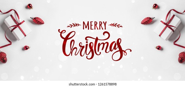 Merry Christmas Text On White Background Stock Photo 1836837757 ...