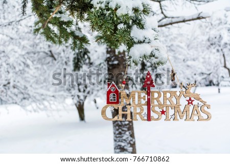 merry christmas wooden sign hanging on a snowy pine tree christmas card - Merry Christmas Wooden Sign merry christmas wooden sign hanging on a snowy pine tree christmas card - Merry Christmas Wooden Sign