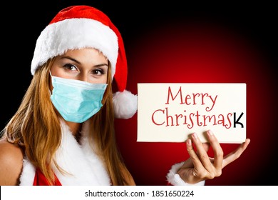 Merry Christmask, Funny Covid Coronavirus Christmas Concept