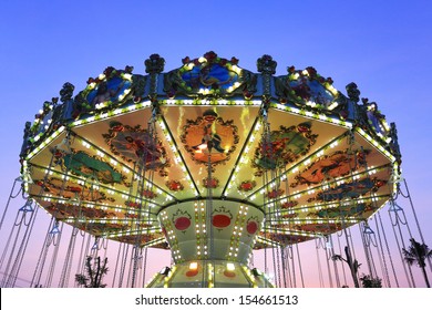 Merry Go Round By Night At Cha-am , Thailand