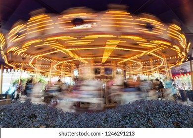 Merry Go Round view during spinning in long exposure in Hong Kong Disneyland